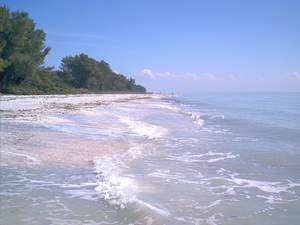 Beach scene looking east on Sanibel